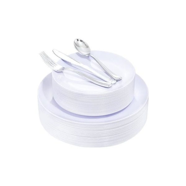 150 Pcs Plastic Plates & Silverware Online
